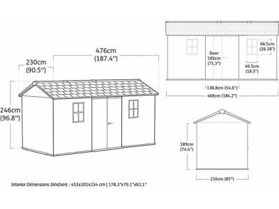 Caseta de jardín Keter Newton Plus 7515/1575 19,5 m³ con doble puerta y ventanas - Nuevo - Imagen 18