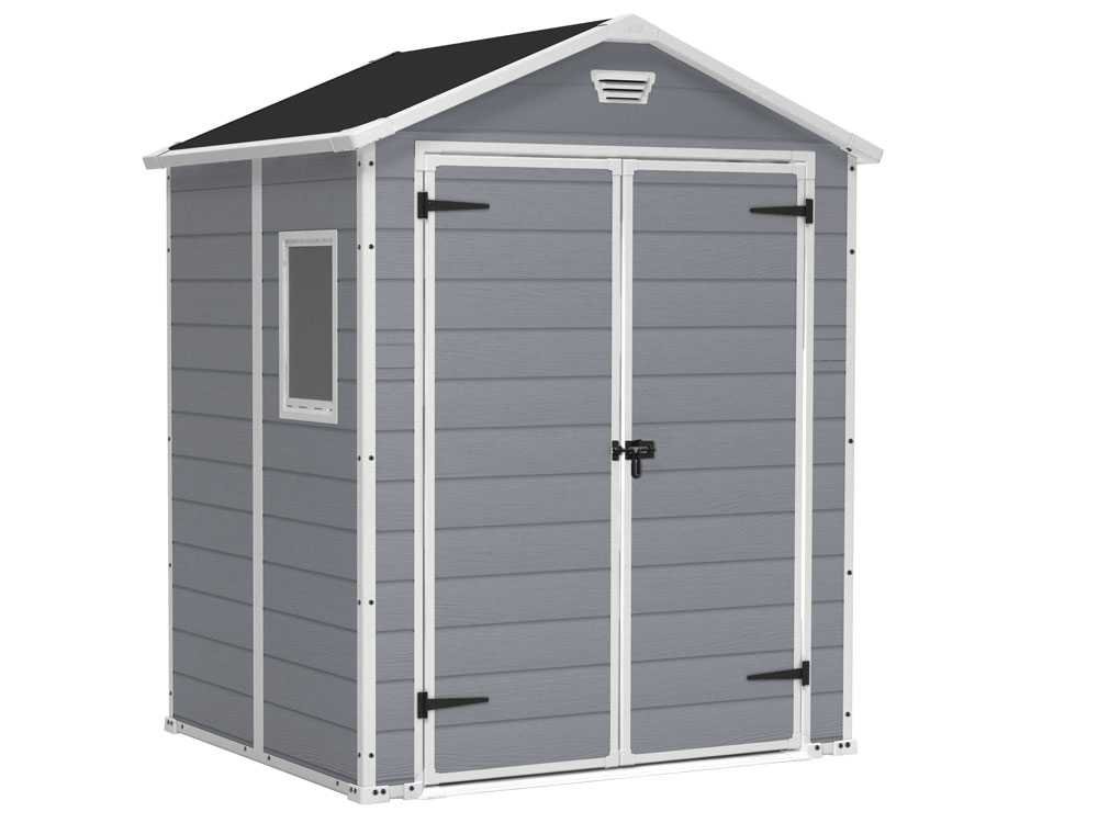 2 Caseta de jardín Keter Manor 6x5 gris con ventana lateral 185x152x226 cm - Nuevo - Imagen 1