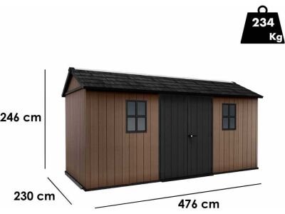 Caseta de jardín Keter Newton Plus 7515/1575 19,5 m³ con doble puerta y ventanas - Nuevo - Imagen 6